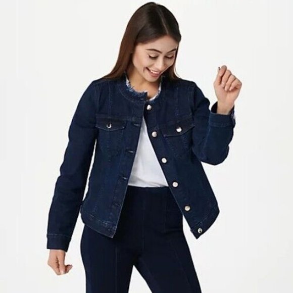 NWT JEN7 BY 7 FOR ALL MANKIND COLLARLESS JACKET BEVERLY MEDIUM - Picture 1 of 8